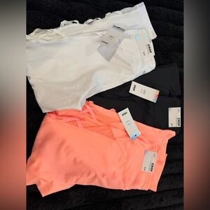 CROP Leggings in White, Black, and Coral